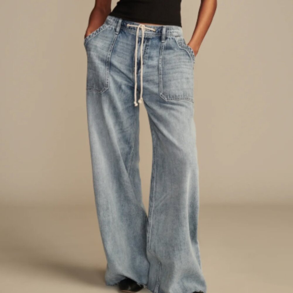Lucky Brand Light Wash Wide Leg Drawstring Jeans